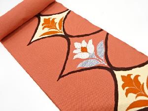 アンティーク　菱に花模様織り出し　名古屋帯地反物